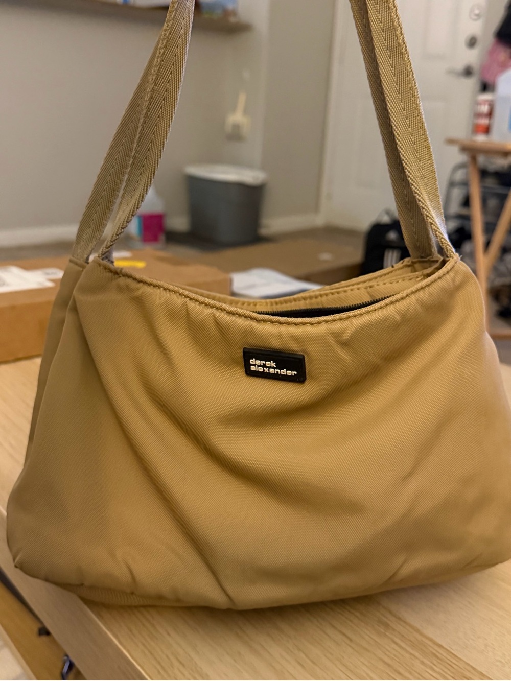 Tan Nylon Shoulder Bag by Derek Alexander